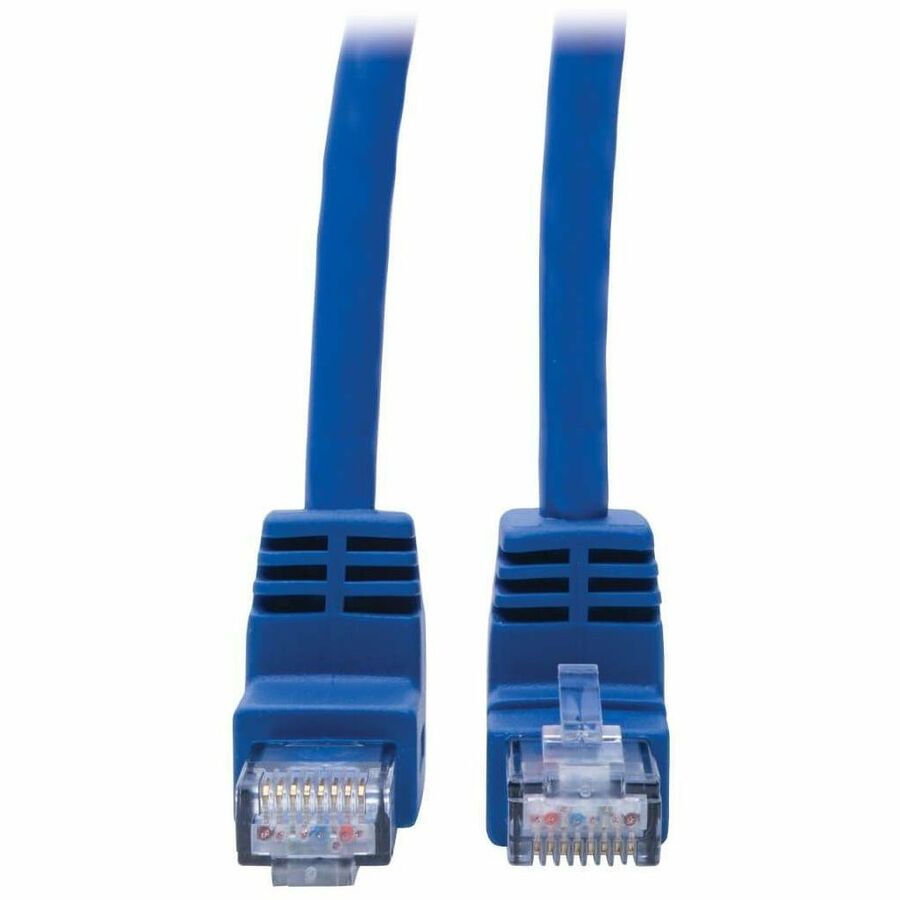 Eaton Tripp Lite Series Up/Down-Angle Cat6 Gigabit Molded UTP Ethernet Cable (RJ45 Up-Angle M to RJ45 Down-Angle M), Blue, 1 ft. (0.31 m)