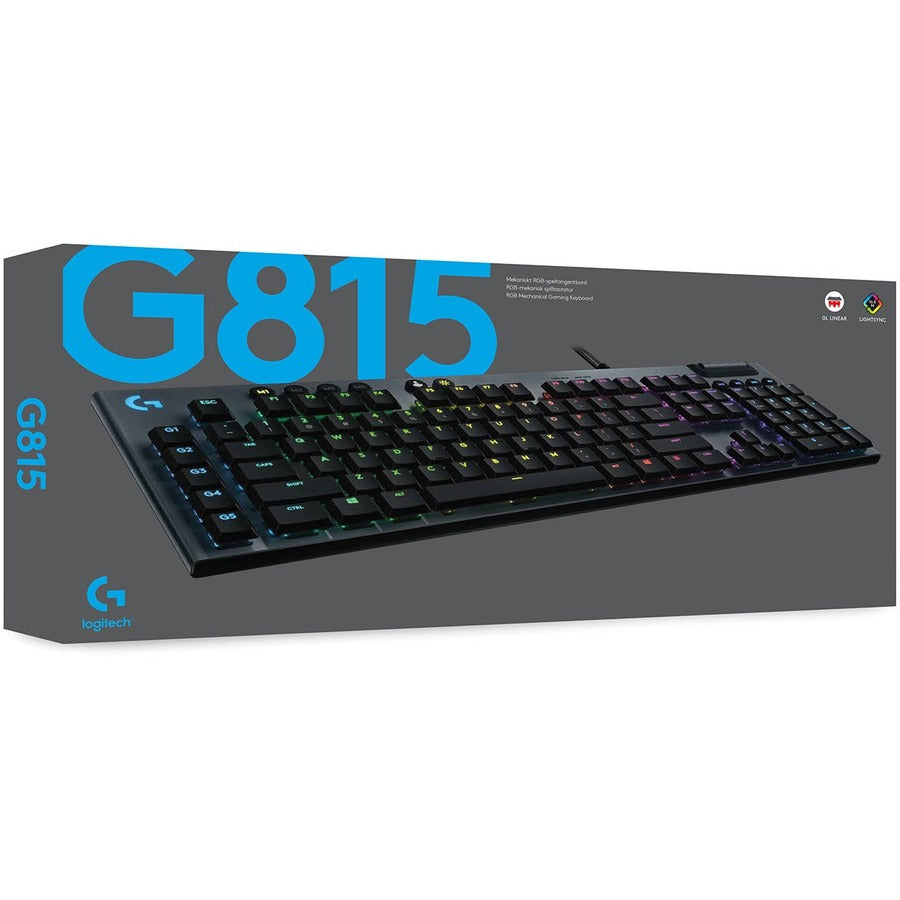 Logitech G815 LIGHTSYNC RGB KYBD, 0.87", Black, Cable, 18.70", USB