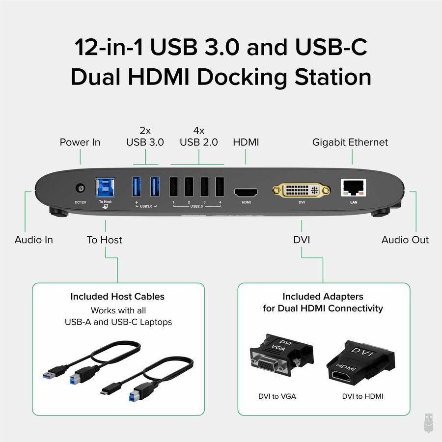 Plugable USB 3.0 Universal Laptop Docking Station for Windows and Mac