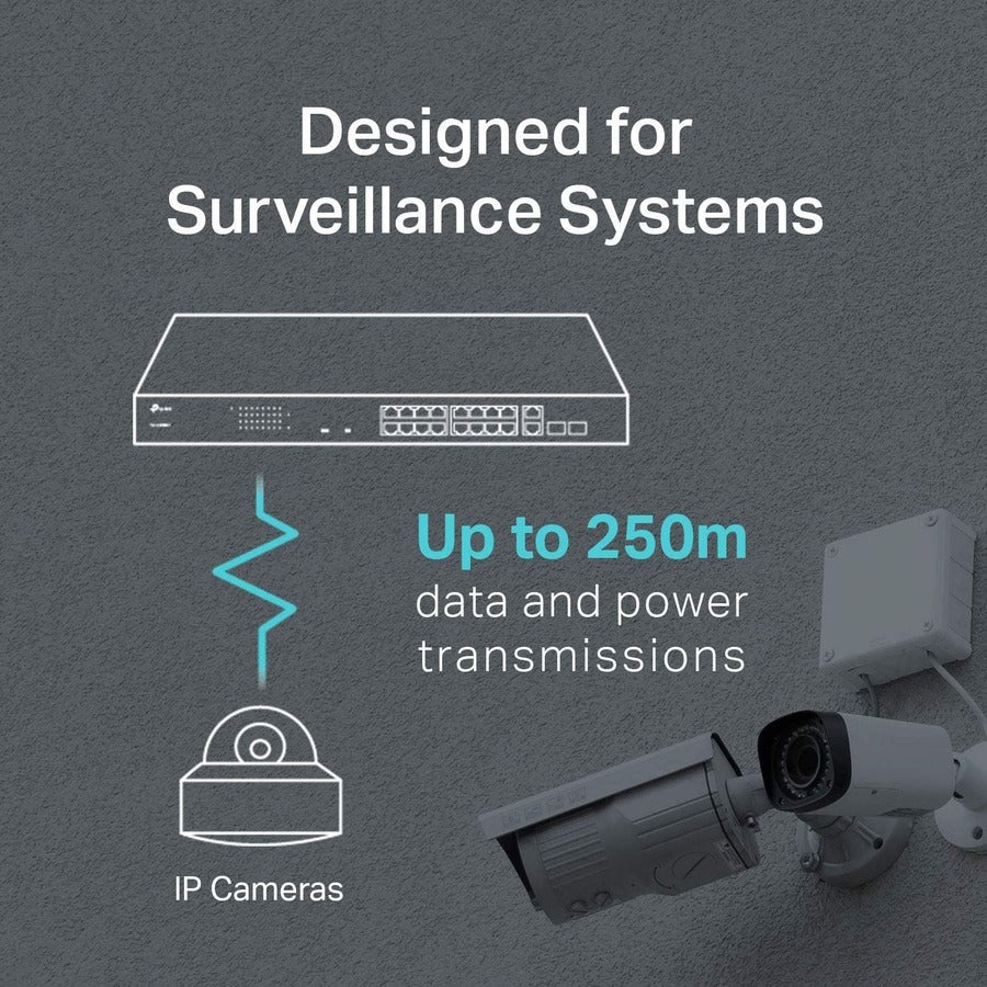 TP-Link TL-SL1218MP - 16 Port 10/100Mbps Fast Ethernet PoE Switch