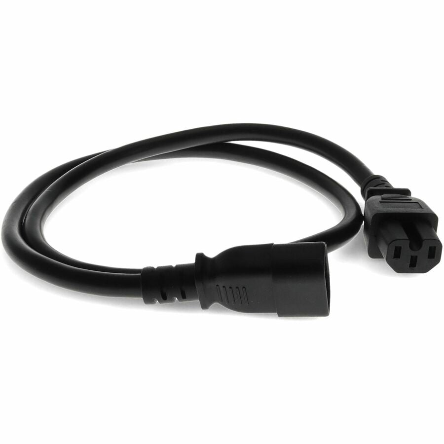 ADDON 3ft C14 Male to C15 Female 14AWG 100-250V at 10A Black Power Cable