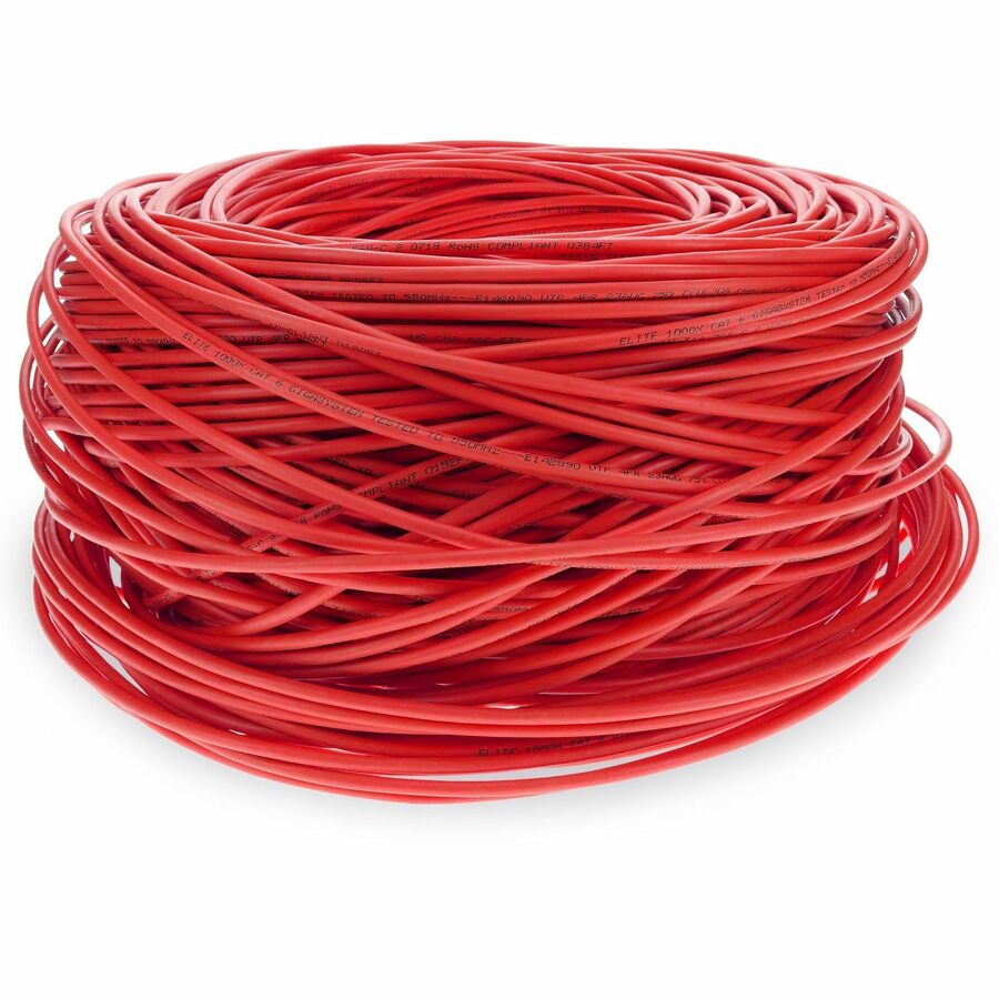 AddOn 1000ft Non-Terminated Red Cat6 STP Plenum Rated Copper Patch Cable