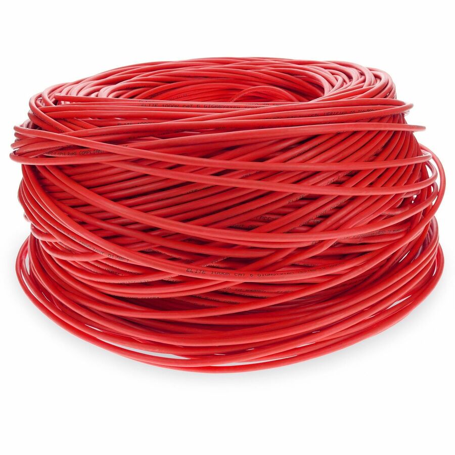 AddOn 1000ft Non-Terminated Red Cat6 STP Plenum Rated Copper Patch Cable