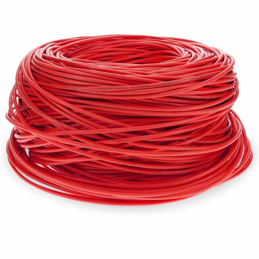 AddOn 1000ft Non-Terminated Red Cat6 STP Plenum Rated Copper Patch Cable