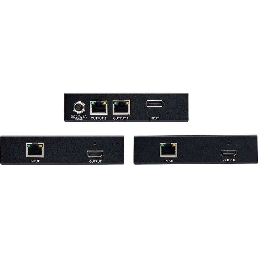 Eaton Tripp Lite Series 2-Port DisplayPort to HDMI over Cat6 Splitter/Extender Kit, Transmitter/Dual Receivers, 4K 60 Hz, PoC, 125 ft., TAA
