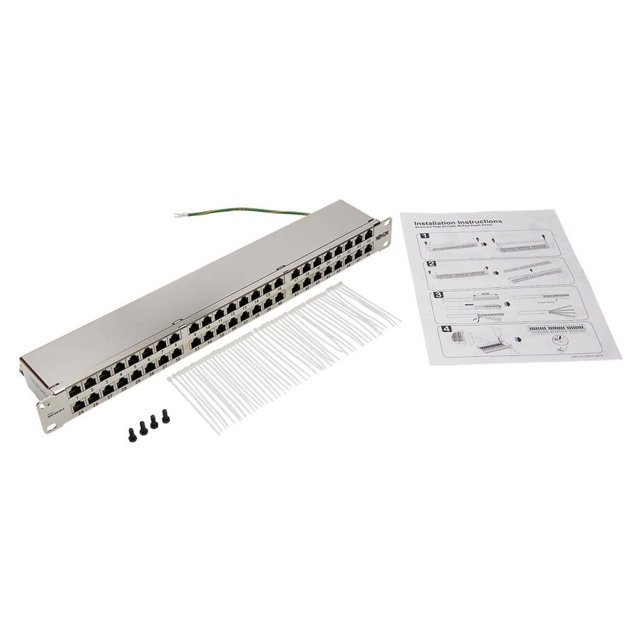 Eaton Tripp Lite Series Cat5e/Cat6 48-Port Patch Panel - Shielded, Krone IDC, 568A/B, RJ45 Ethernet, 1U Rack-Mount, TAA