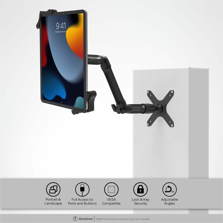 CTA Digital Custom Flex Wall Mount for 7-14 Inch Tablets, including iPad 10.2-inch (7th/ 8th/ 9th Generation)