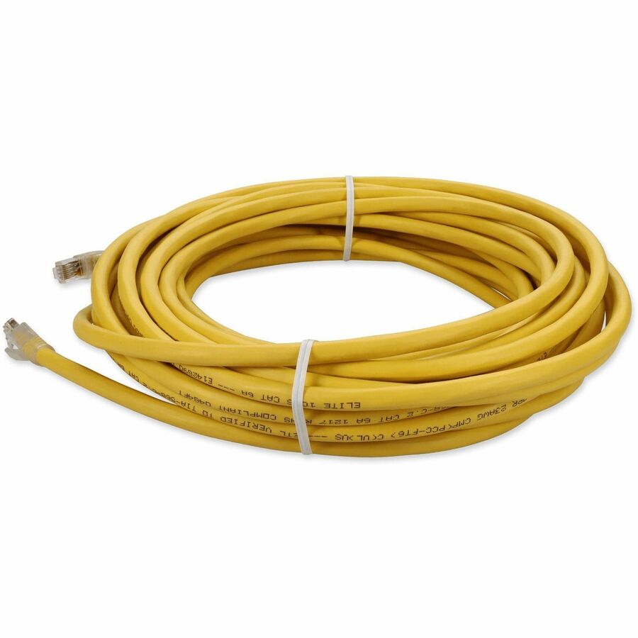 AddOn 36ft RJ-45 (Male) to RJ-45 (Male) Yellow Microboot, Snagless Cat6A UTP Plenum Copper Patch Cable