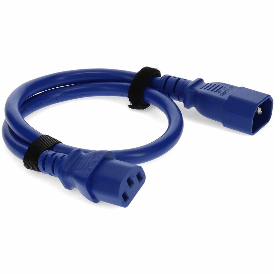Addon 2ft C13 to C14 (Locking) 18AWG Blue 10A 100-250V Power Cable