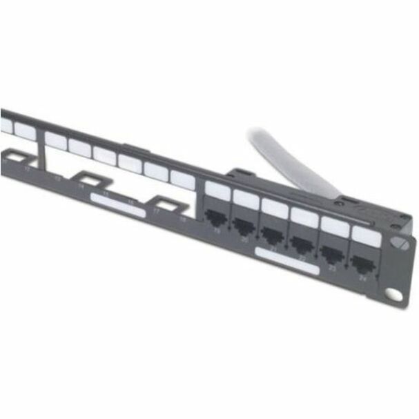 Schneider Data Distribution 1U Panel, Holds 4 each Data Distribution Cables for a Total of 24 Ports - copper, AR8451, Black