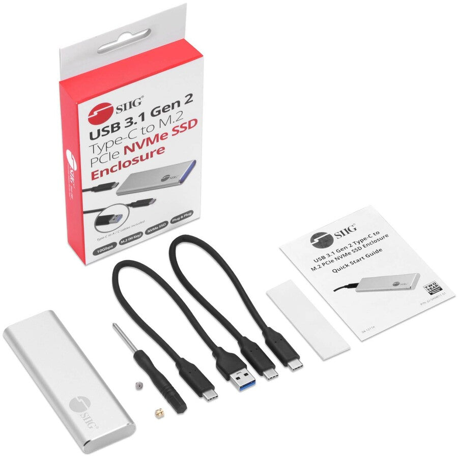 SIIG Drive Enclosure - USB 3.1 Type C Host Interface - UASP Support External - Silver