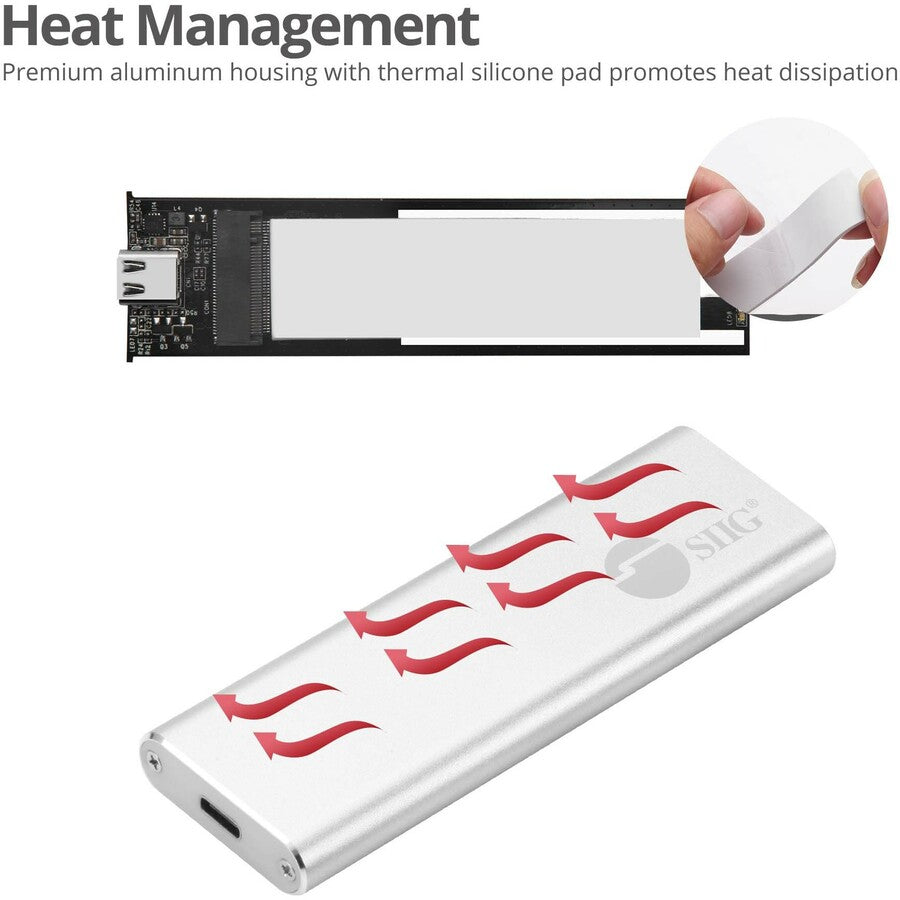SIIG Drive Enclosure - USB 3.1 Type C Host Interface - UASP Support External - Silver