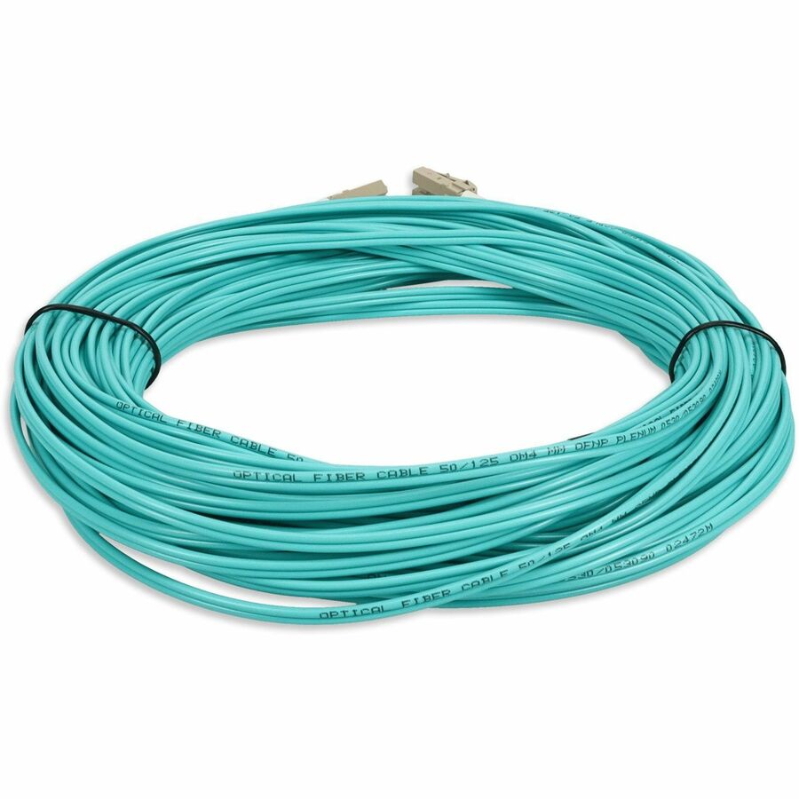 AddOn 14m LC (Male) to LC (Male) Straight Aqua OM4 Duplex Plenum Fiber Patch Cable
