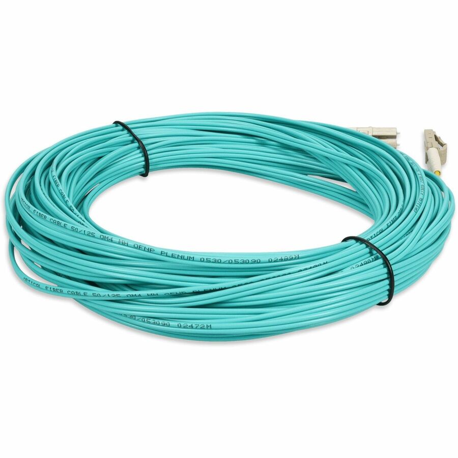 AddOn 14m LC (Male) to LC (Male) Straight Aqua OM4 Duplex Plenum Fiber Patch Cable