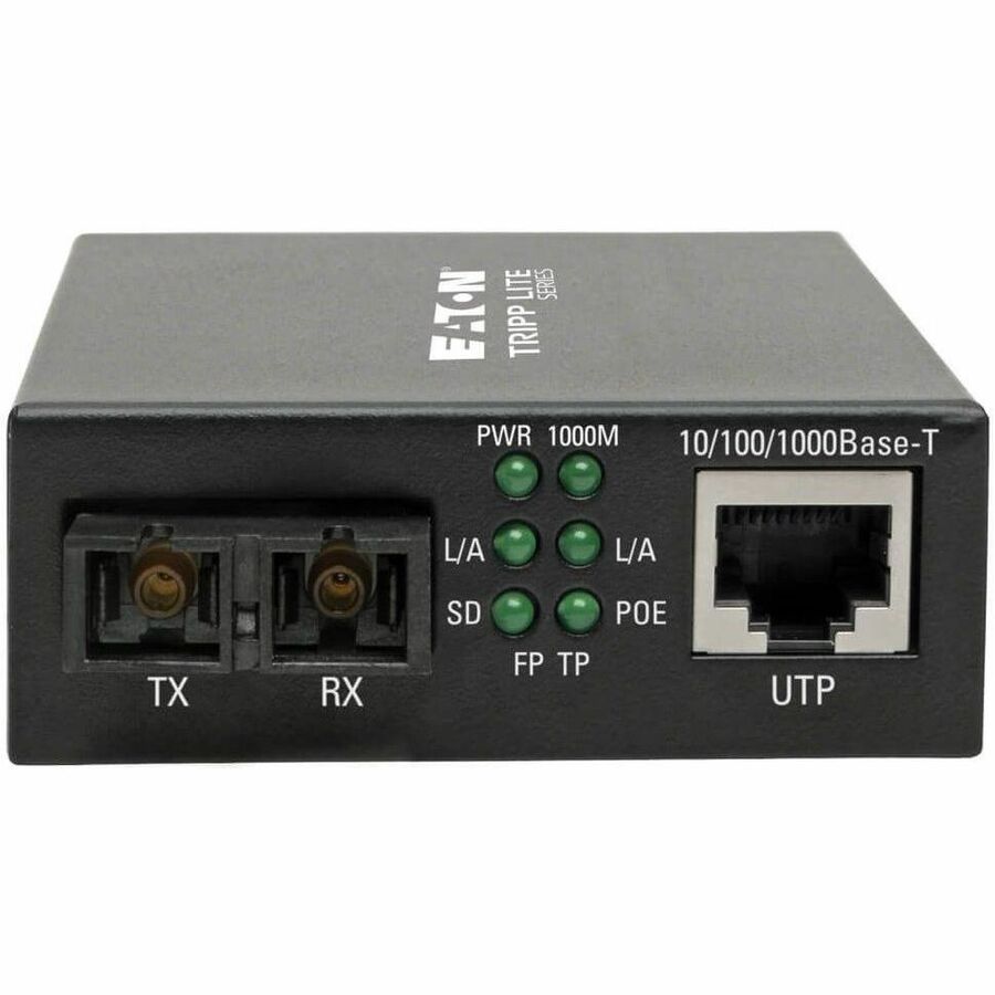 Eaton Tripp Lite Series Gigabit Multimode Fiber to Ethernet Media Converter, POE+ - 10/100/1000 SC, 1310 nm, 2 km (1.2 mi.)