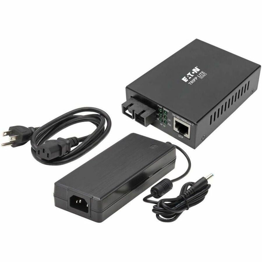 Eaton Tripp Lite Series Gigabit Multimode Fiber to Ethernet Media Converter, POE+ - 10/100/1000 SC, 1310 nm, 2 km (1.2 mi.)