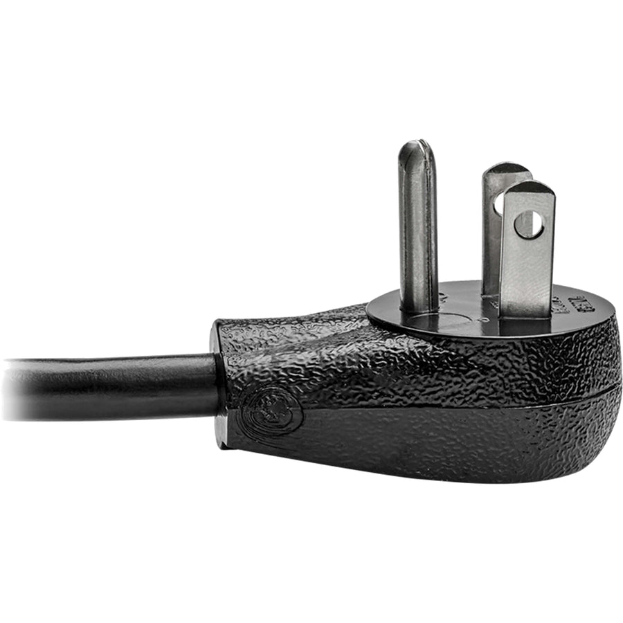 Eaton Tripp Lite Series Desktop Computer AC Power Cord, Right-Angle NEMA 5-15P to C13 - 10A, 125V, 18 AWG, 15 ft. (4.57 m), Black
