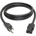 Eaton Tripp Lite Series Computer Power Cord, Right-Angle NEMA 5-15P to C13 - Heavy-Duty, 15A, 125V, 14 AWG, 6 ft. (1.83 m), Black