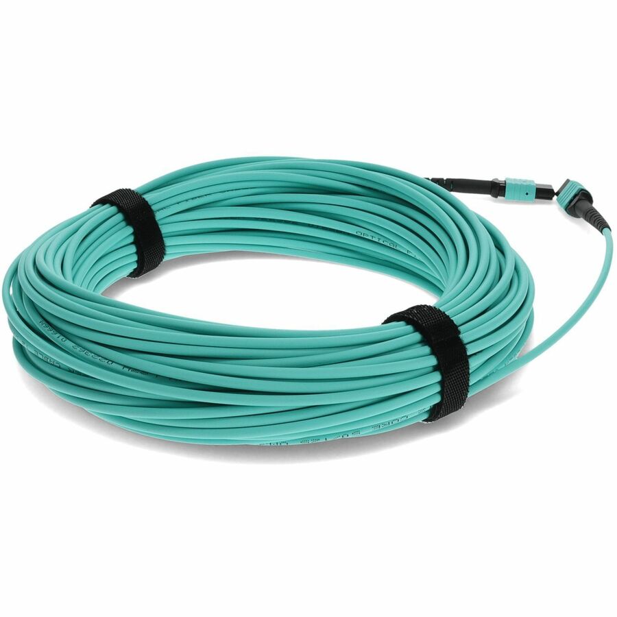 AddOn 21m MPO (Female) to MPO (Female) 12-Strand Aqua OM4 Straight Fiber OFNR (Riser-Rated) Patch Cable