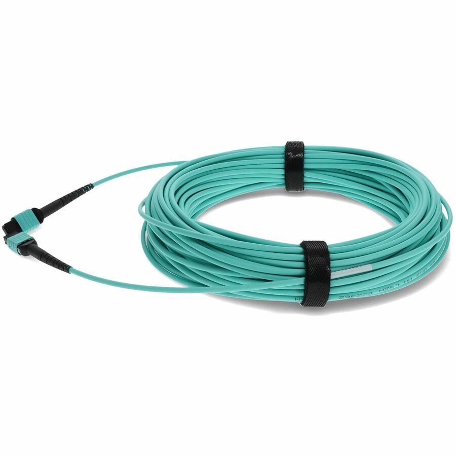 AddOn 11m MPO (Female) to MPO (Female) 12-Strand Aqua OM4 Straight Fiber OFNR (Riser-Rated) Patch Cable