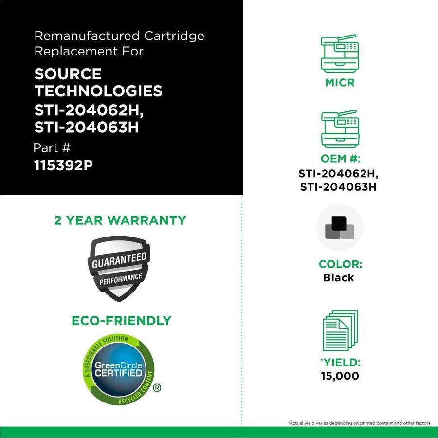 Clover Imaging Remanufactured MICR Toner Cartridge for Source Technologies STI-204062H/STI-204063H