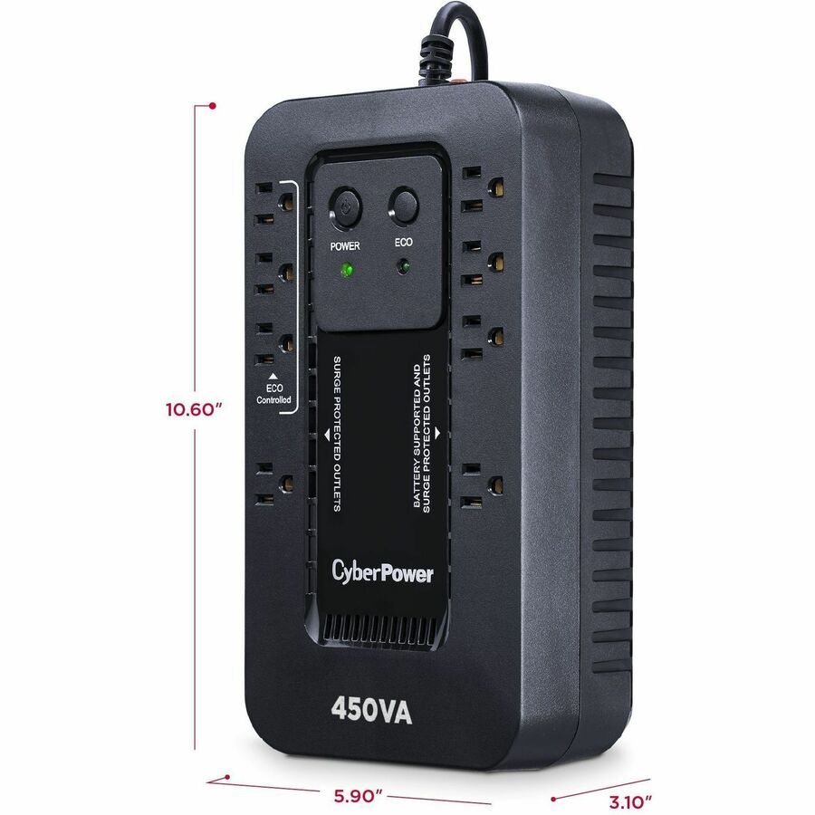 CyberPower EC450G Ecologic UPS Systems, Black, 2900 mAh, USB