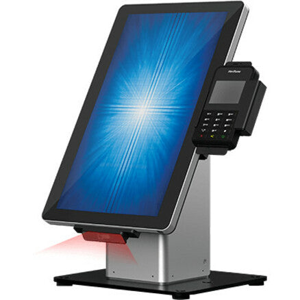 Elo Slim Desk Mount for Touchscreen Monitor, Cradle, Bar Code Reader, Fingerprint Reader, Webcam - Black, Silver