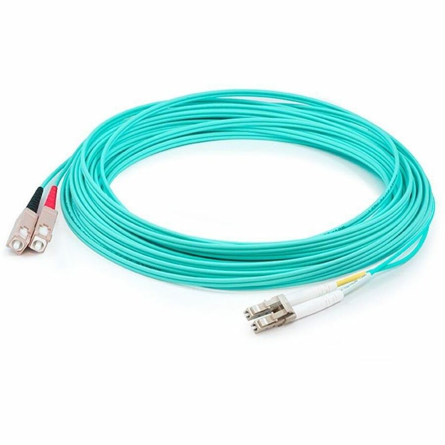 AddOn 14m LC (Male) to SC (Male) Straight Aqua OM4 Duplex LSZH Fiber Patch Cable