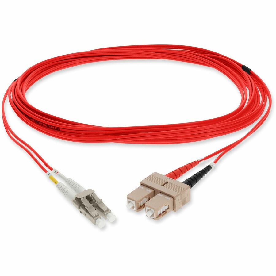 AddOn 2m LC (Male) to SC (Male) Red OM1 Duplex Fiber OFNR (Riser-Rated) Patch Cable
