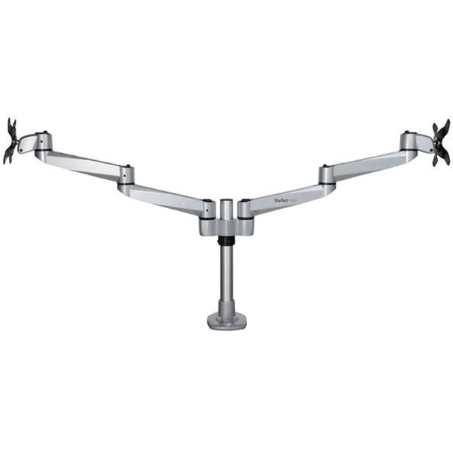 StarTech.com Desk Mount Dual Monitor Arm, Premium Articulating Desktop VESA Mount up to 27" (17.6lb/8kg) Displays, Height Adjustable