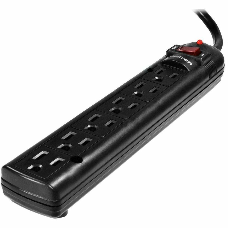 Weltron 6-Outlet Surge Protector, 10 ft, Black, Easily connect to a wall outlet with 10 ft cord, WSP-600PLF-10BK