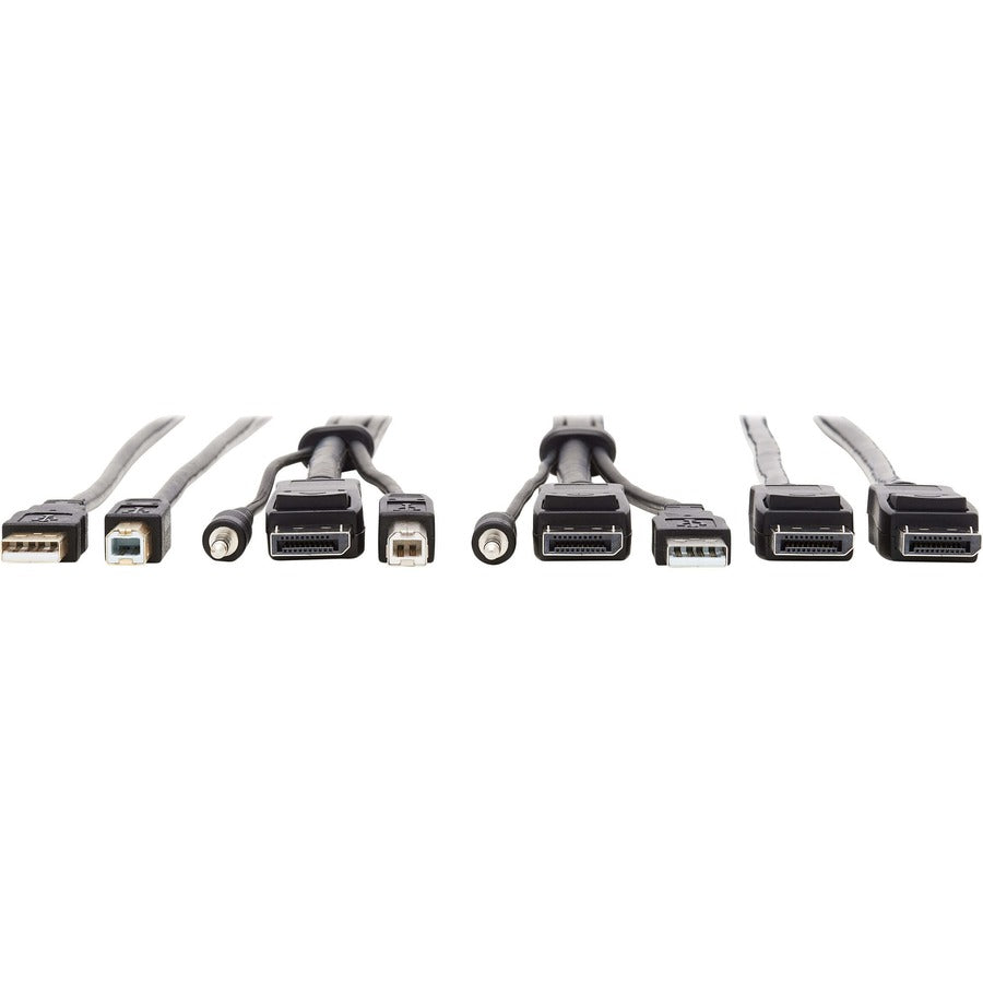 Eaton Tripp Lite Series DisplayPort KVM Cable Kit - DP, USB, 3.5 mm Audio (3xM/3xM) + USB (M/M) + DP (M/M), 4K, 6 ft. (1.83 m), Black