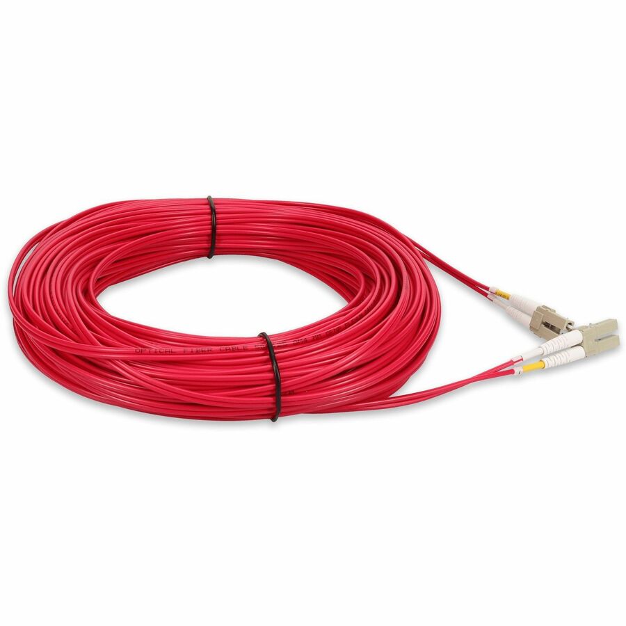 AddOn 15m LC (Male) to LC (Male) Red OM4 Duplex Plenum-Rated Fiber Patch Cable