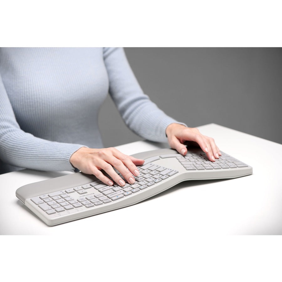 Kensington ProFitErgo WL Gray Kb & Mouse, Bluetooth/RF, K75407US, Pro Fit Ergo Wireless Keyboard and Mouse-Gray, USB, Wireless