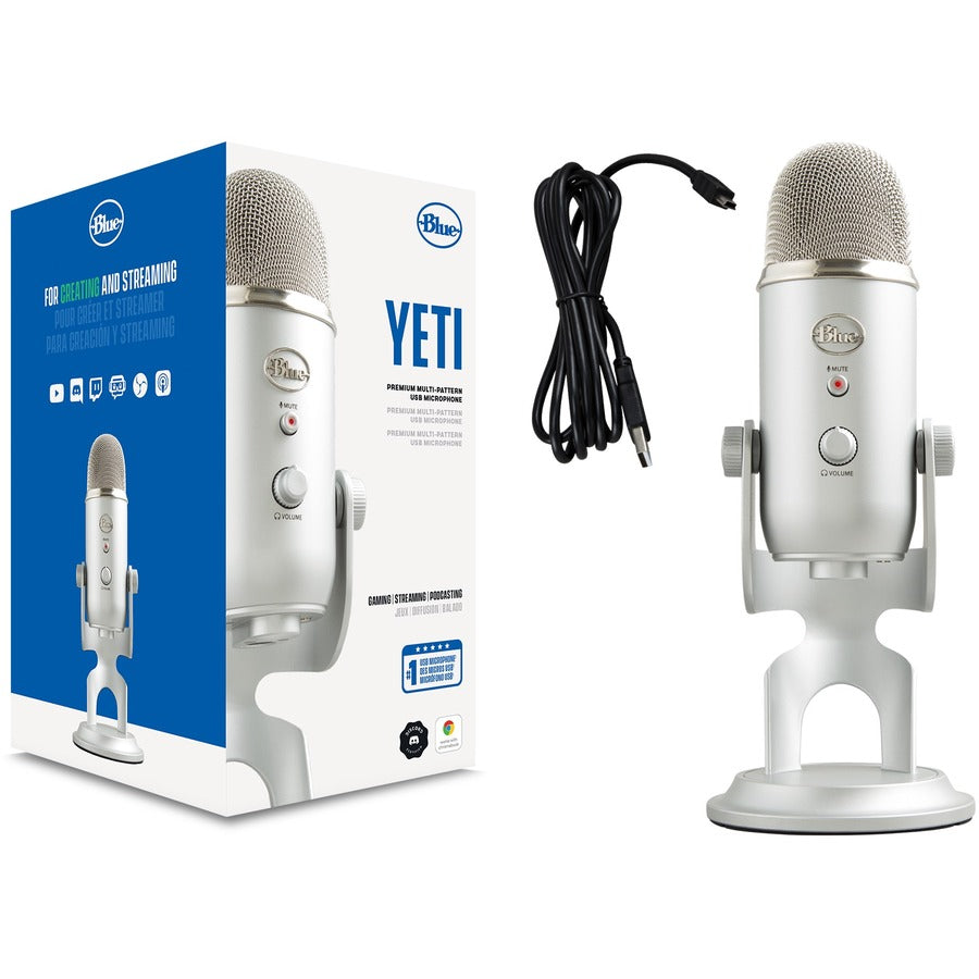 Blue Yeti Wired Condenser Microphone, 1.20 lb, USB, Yeti Professional Multi-Pattern USB Mic for Recording & Streaming
