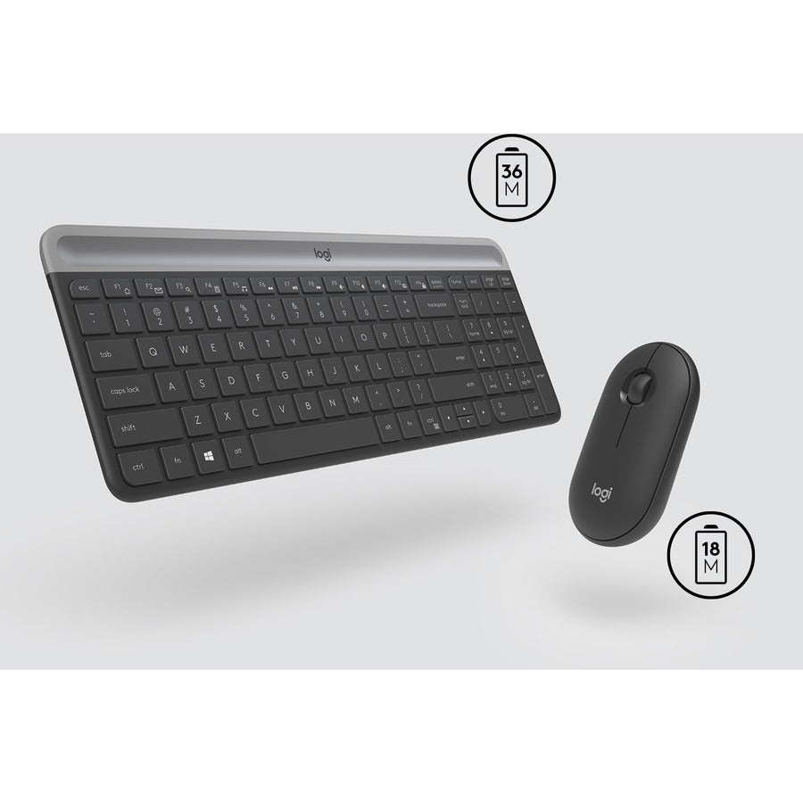 Logitech MK470 Slim Wireless Keyboard and Mouse Combo - Modern Compact Layout, Ultra Quiet - Graphite
