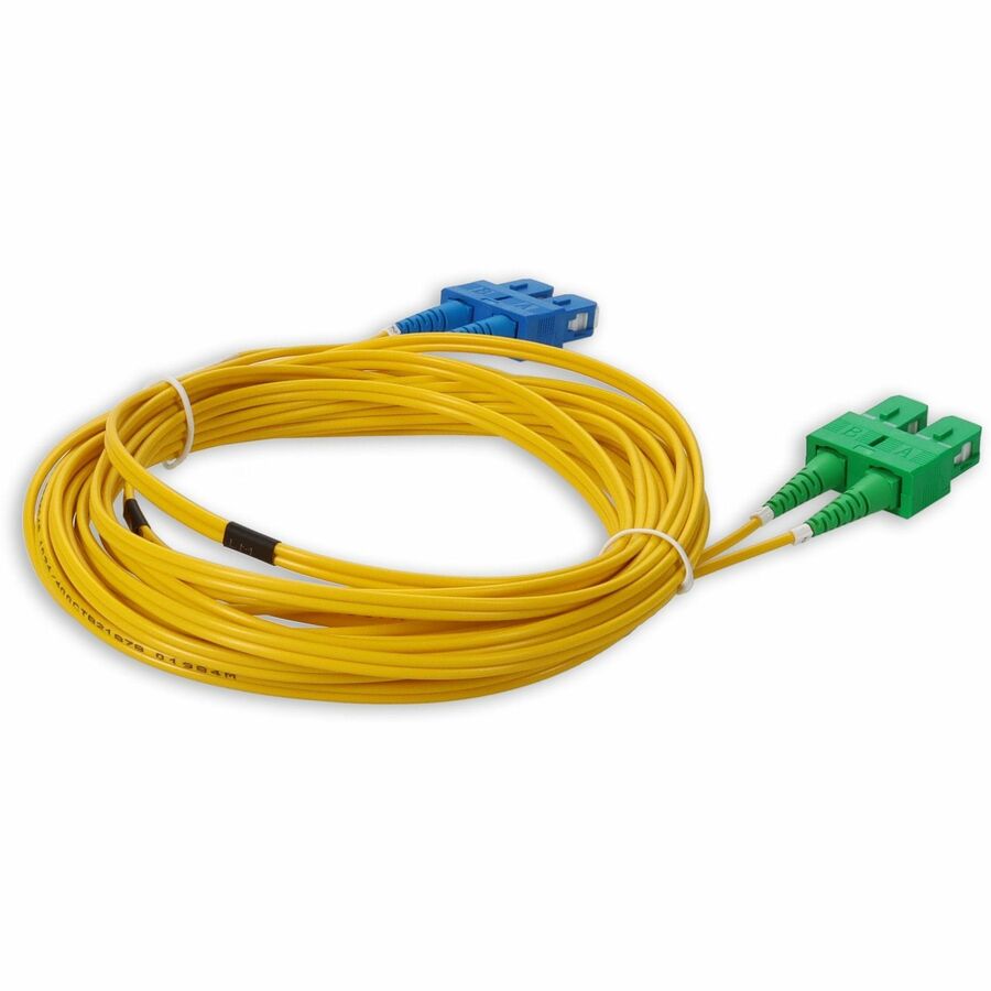 AddOn 6m ASC (Male) to SC (Male) Straight Yellow OS2 Duplex OFNR (Riser-Rated) Fiber Patch Cable