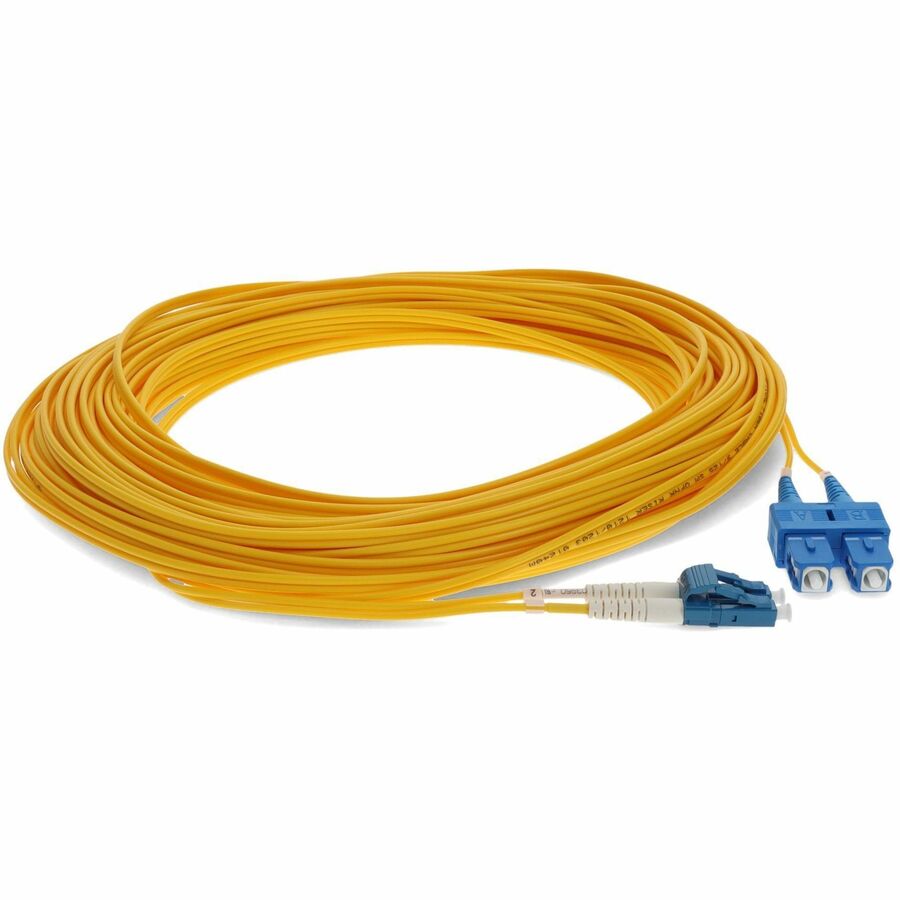 AddOn 30m LC (Male) to SC (Male) Straight Yellow OS2 Duplex OFNR (Riser-Rated) Fiber Patch Cable