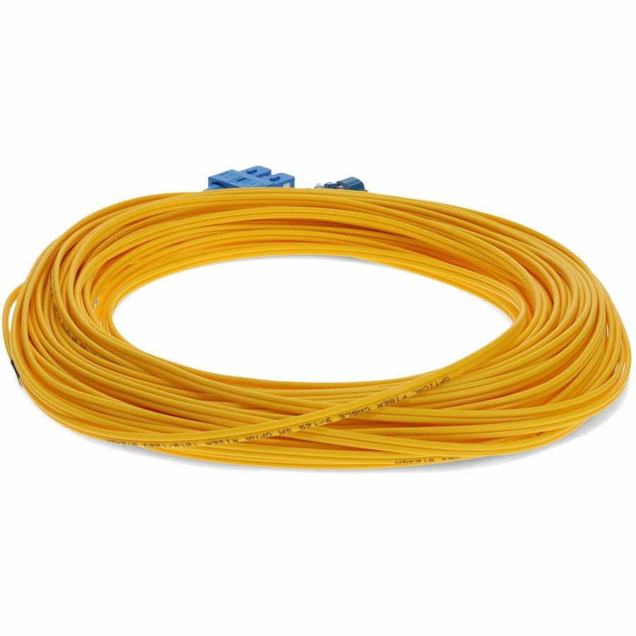 AddOn 30m LC (Male) to SC (Male) Straight Yellow OS2 Duplex OFNR (Riser-Rated) Fiber Patch Cable