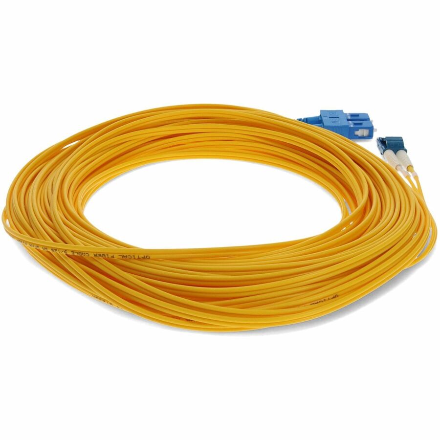AddOn 30m LC (Male) to SC (Male) Straight Yellow OS2 Duplex OFNR (Riser-Rated) Fiber Patch Cable