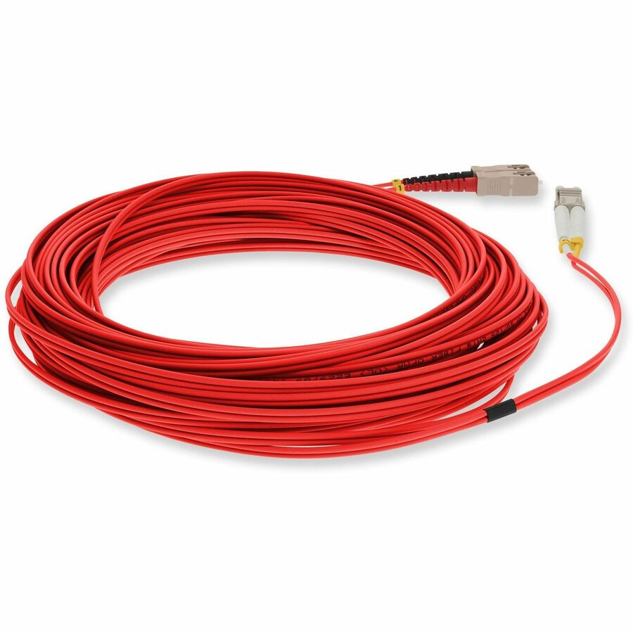 AddOn 30m LC (Male) to SC (Male) Red OM4 Duplex Fiber OFNR (Riser-Rated) Patch Cable