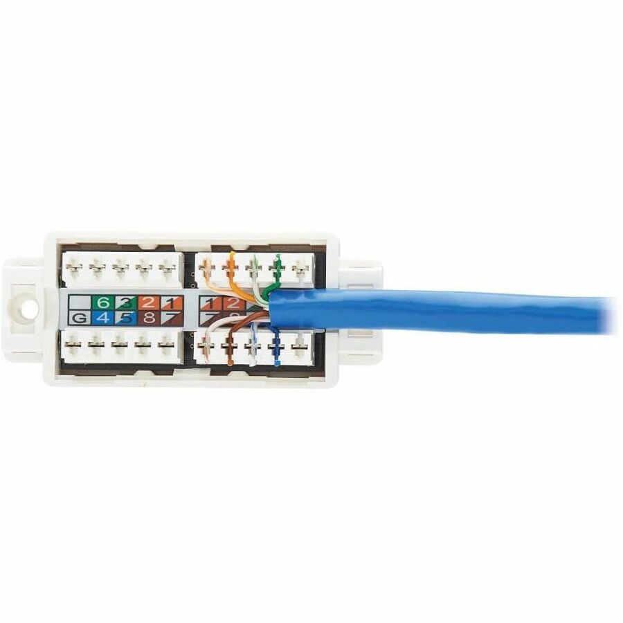 Eaton Tripp Lite Series Cat6a Keystone Jack Cable Assembly - Shielded, PoE+, RJ45 M/F, 18-in. (45.72 cm), Blue, TAA