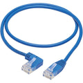 Eaton Tripp Lite Series Left-Angle Cat6 Gigabit Molded Slim UTP Ethernet Cable (RJ45 Left-Angle M to RJ45 M), Blue, 2 ft. (0.61 m)