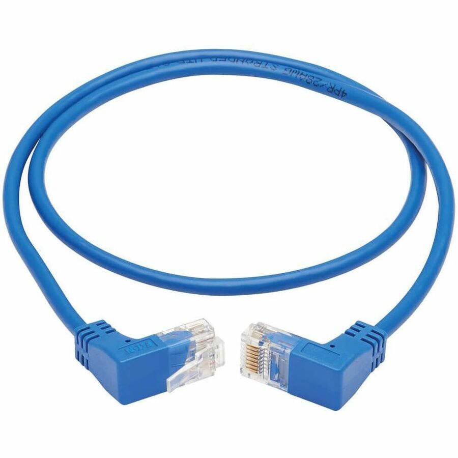 Eaton Tripp Lite Series Up/Down-Angle Cat6 Gigabit Molded Slim UTP Ethernet Cable (RJ45 Up-Angle M to RJ45 Down-Angle M), Blue, 2 ft. (0.61 m)