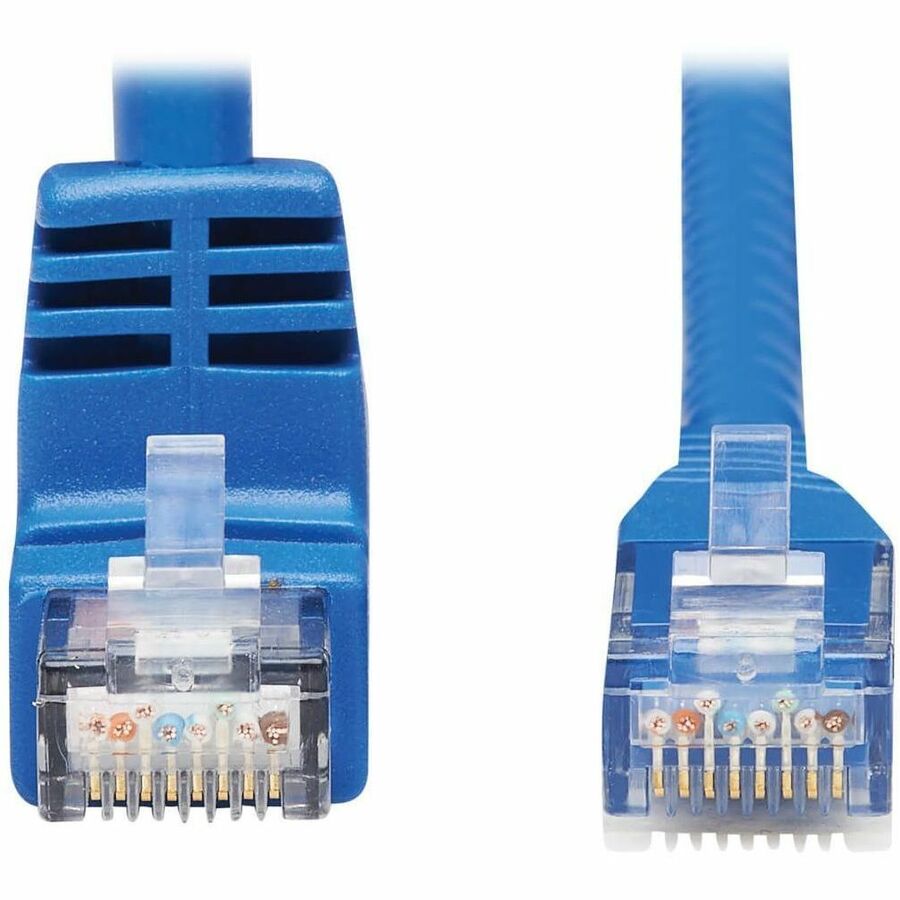Eaton Tripp Lite Series Down-Angle Cat6 Gigabit Molded UTP Ethernet Cable (RJ45 Right-Angle Down M to RJ45 M), Blue, 15 ft. (4.57 m)