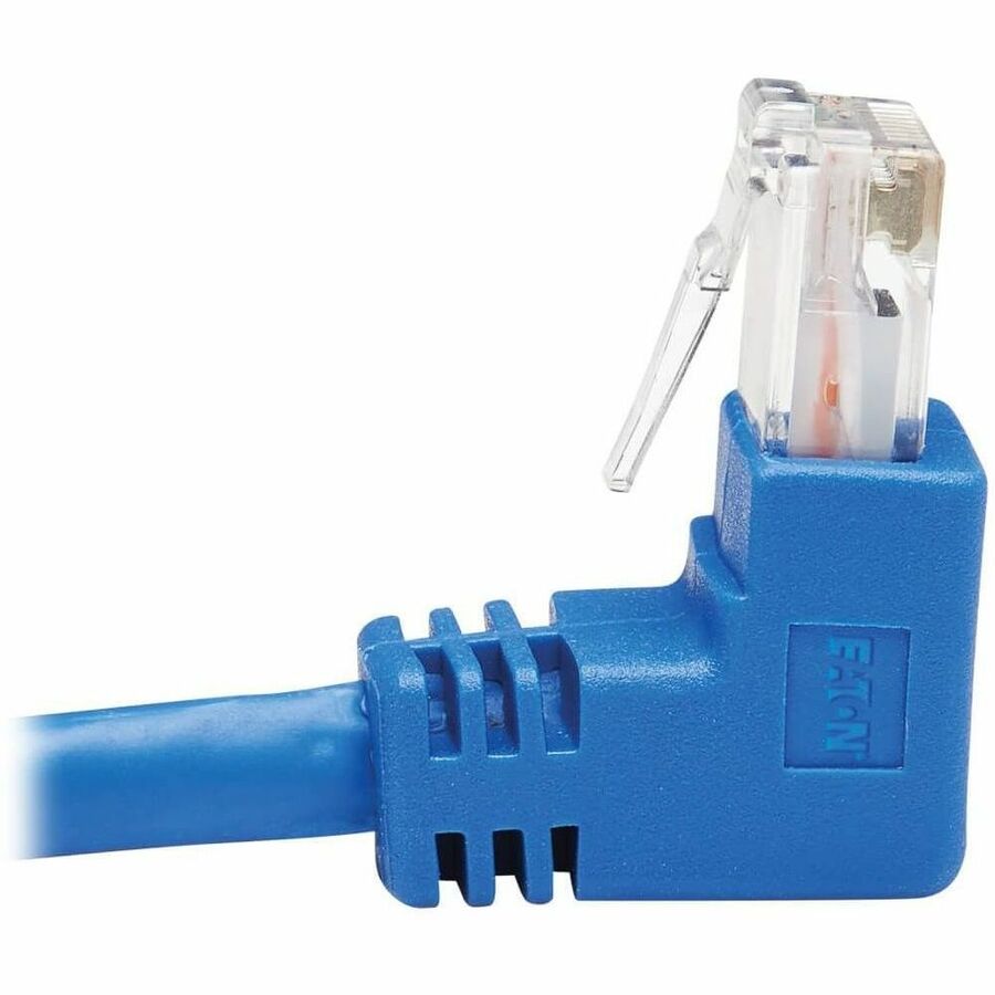 Eaton Tripp Lite Series Down-Angle Cat6 Gigabit Molded UTP Ethernet Cable (RJ45 Right-Angle Down M to RJ45 M), Blue, 15 ft. (4.57 m)