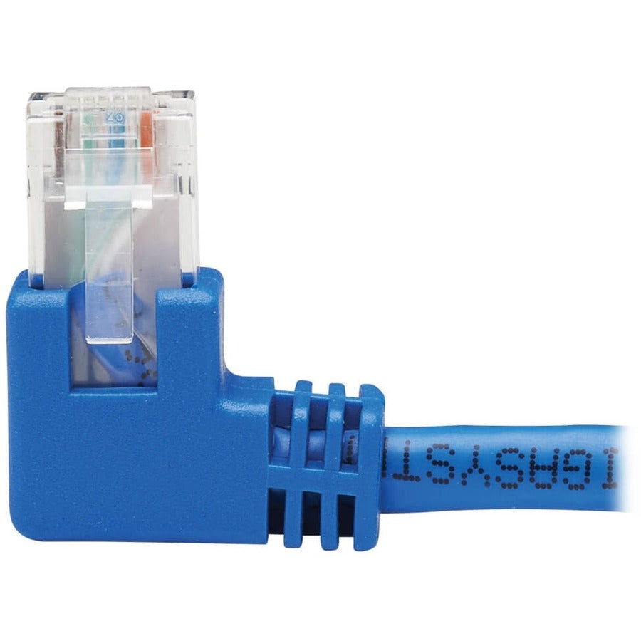 Eaton Tripp Lite Series Left-Angle Cat6 Gigabit Molded UTP Ethernet Cable (RJ45 Left-Angle M to RJ45 M), Blue, 15 ft. (4.57 m)