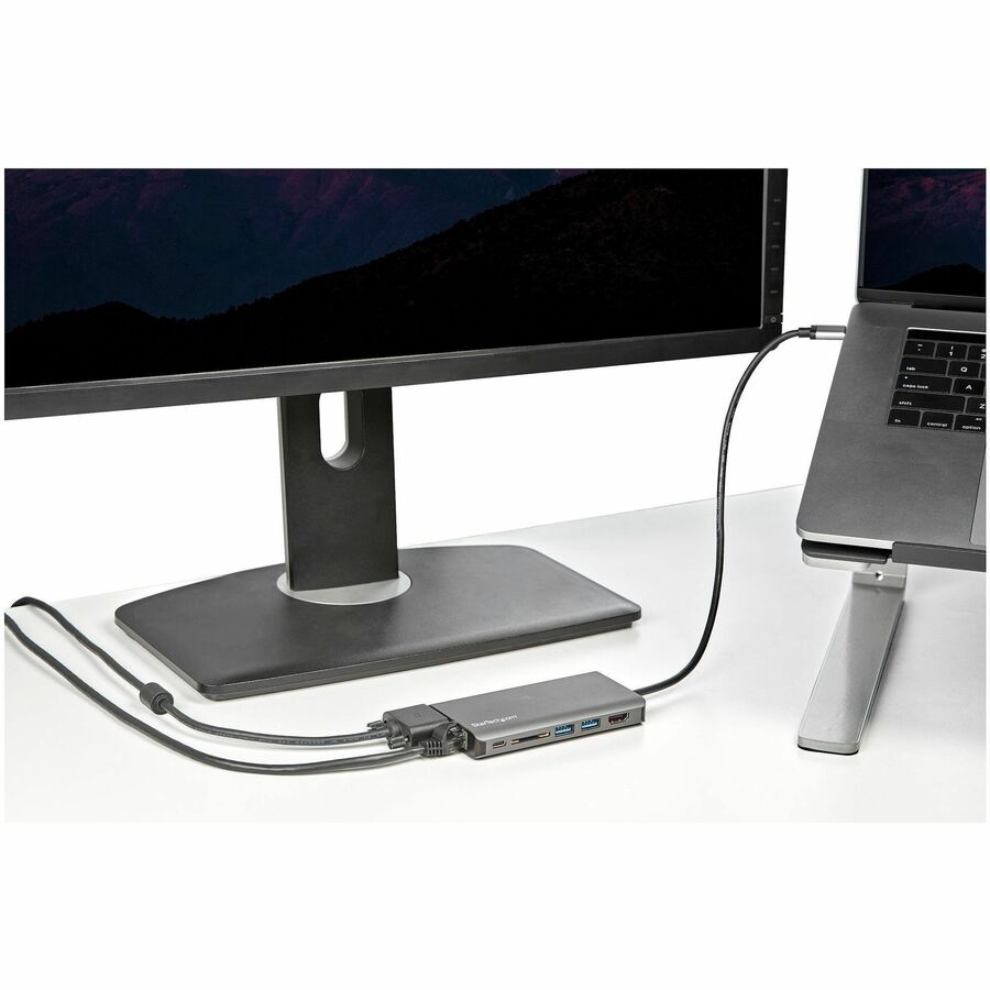 StarTech.com USB C Multiport Adapter - USB-C Mini Travel Dock w/ 4K HDMI or 1080p VGA - 100W PD Pass-Through, 3x USB, SD, GbE, Audio