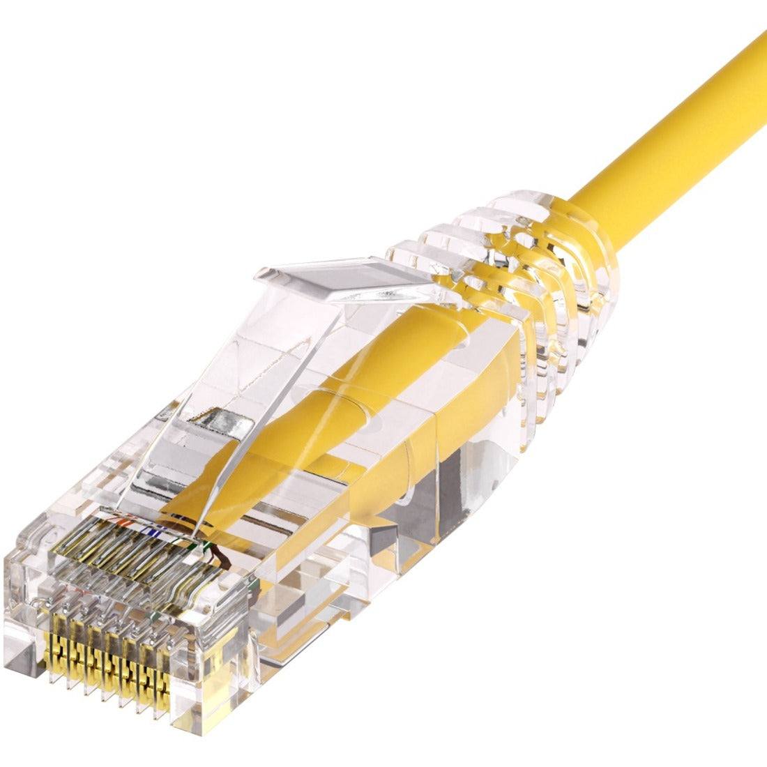 Unirise Clearfit Slim&trade; Cat6A 28AWG Patch Cable, Snagless, Yellow, 1ft