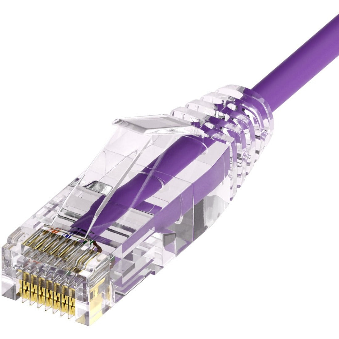 Unirise Clearfit Slim&trade; Cat6A 28AWG Patch Cable, Snagless, Purple, 8ft